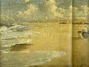 stenbjerg strand med kunstnerens hustru marie kroyer malende Peter Severin Kroyer